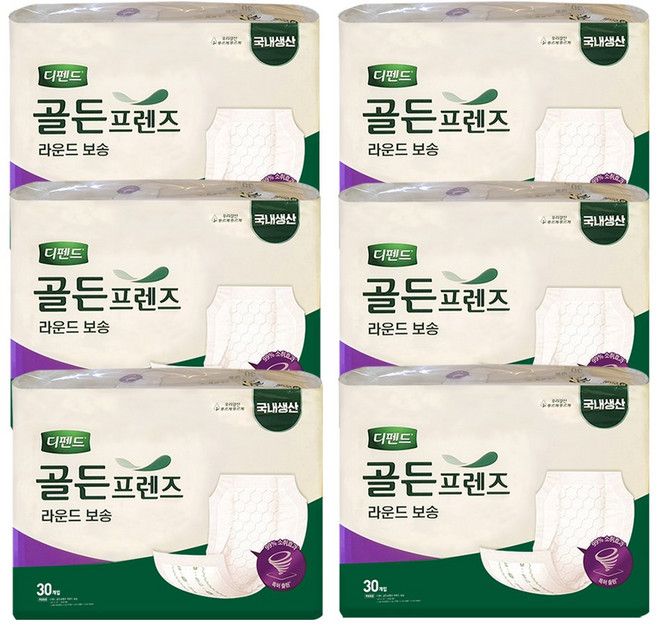 디펜드 골든프렌즈 라운드 보송, 30개입, 6세트