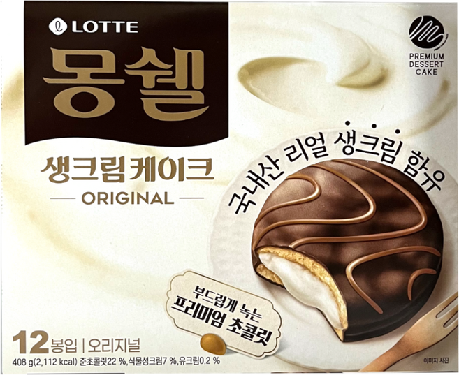 몽쉘 생크림케이크 오리지널 12p, 408g, 5개