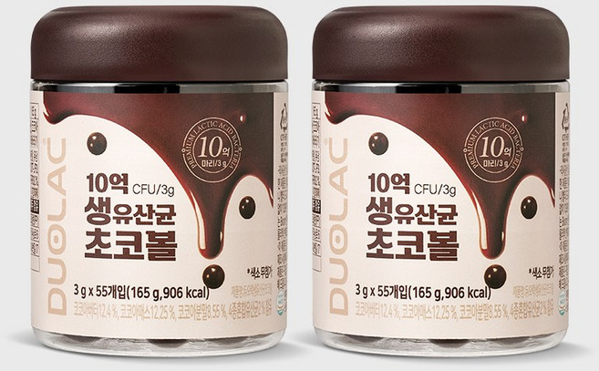 듀오락 10억 생유산균 초코볼 55p, 165g, 2개