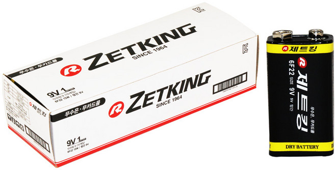 제트킹 망간 9볼트 건전지 9V, 1개, 10개입