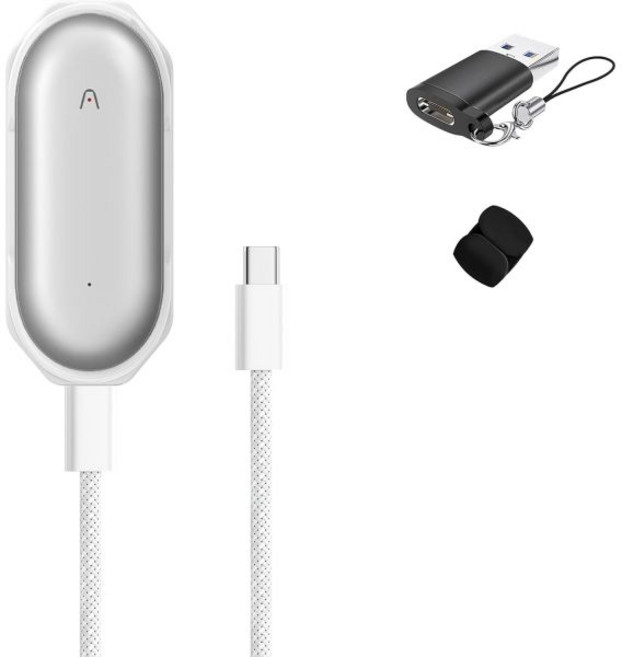 PLAUD 노트핀 AI 음성 녹음기 충전기 2 in 1 USB-C to USB-A 충전 케이블 타입-C 나일론 땋은 코드 케이블 클립 내구성 YANMONGI 저열 경, white