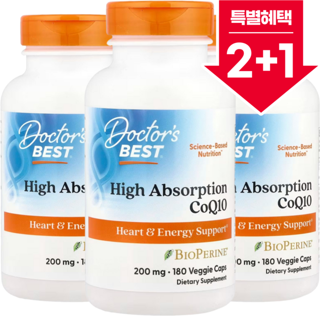 닥터스베스트 고흡수 코엔자임 CoQ 10 위드 바이오페린 200mg 180베지캡슐, 180정, 3개