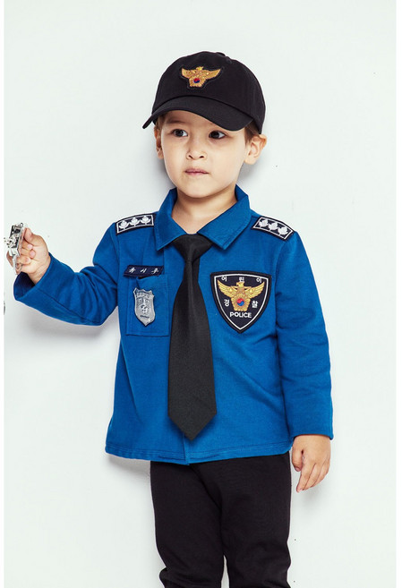 [코스튬 아기경찰옷 어린이경찰상하복 어린이경찰복 자수이름표 유치원 조카선물 할로윈 코스프레