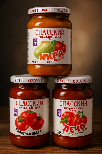 3종 세트 러시아 음식 애호박퓨레 피망레초 고농축 토마토 페이스터 KABACHKOV.IKRA LECHO TOMATNAYA PASTA 추석선물, 370G, 500g