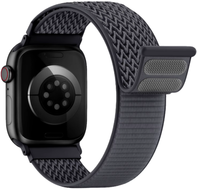 데일리핏 애플워치 호환 나일론 루프 스트랩 11 10 9 8 7 6 5 4 3 2 1 울트라1 2 SE1/2/3, 다크 그레이