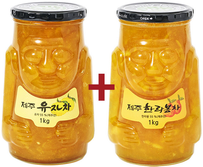 제주 유자차 1kg+한라봉차 1kg, 2개