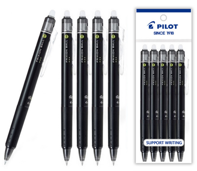 파이롯트 프릭션 노크 지워지는 볼펜 흑색 0.5/07mm 세트, 프릭션 노크 0.5mm 흑색 5개 세트