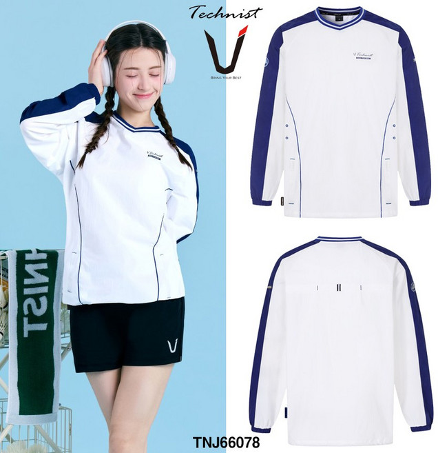 테크니스트 배드민턴 아노락 자켓 바람막이 화이트 네이비 TNJ66078 남녀공용