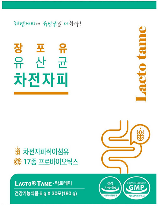 락토테미 장포유 유산균 차전자피 식이섬유 17종 프로바이오틱스 건강기능식품, 180g, 1박스