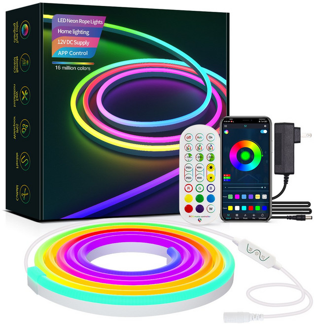Meyuge LED 네온플렉스 아트 플렉스 RGB 플렉스 줄조명, 블루투스 5m