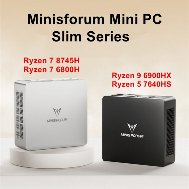 MINISFORUM 슬림 시리즈 미니 PC UM870 AMD Ryzen 7 8745H USB4.0 2 x DDR5 PCIE4.0 2.5G LAN 윈도우 11 NUC 컴퓨터 와이파이, 한개옵션2, [01] No Ram No Storage, 03 UM680 Slim R7 6800H