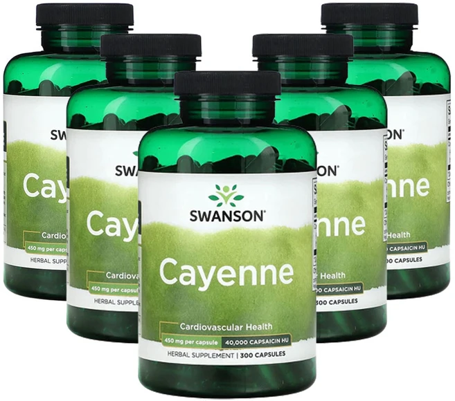 스완슨 카이엔 450mg 캡슐 300정, 5개 - 쿠팡