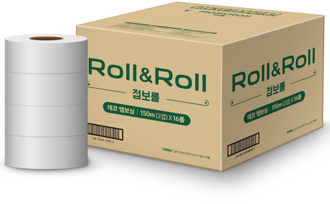 롤앤롤 점보롤 화장지 150m 2겹 16롤, 16개입, 1개