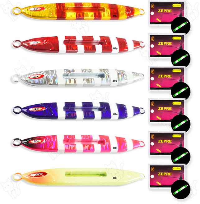 데스페라도 플래시 샤벨지그 80g + 갈치 메탈지그 케미 2p, 1세트, 1번+2번+3번+4번+5번+6번+메탈지그케미 2p 6개