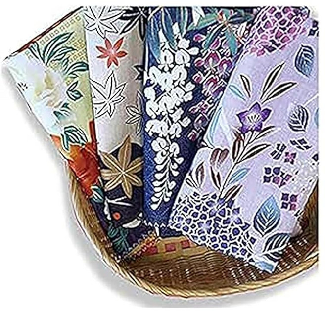 교토 와잡화 제조사 디자인의 양면 무늬를 즐길 수 있는 삼중 거즈의 포근하고 부드러운 손수건 4매 세트