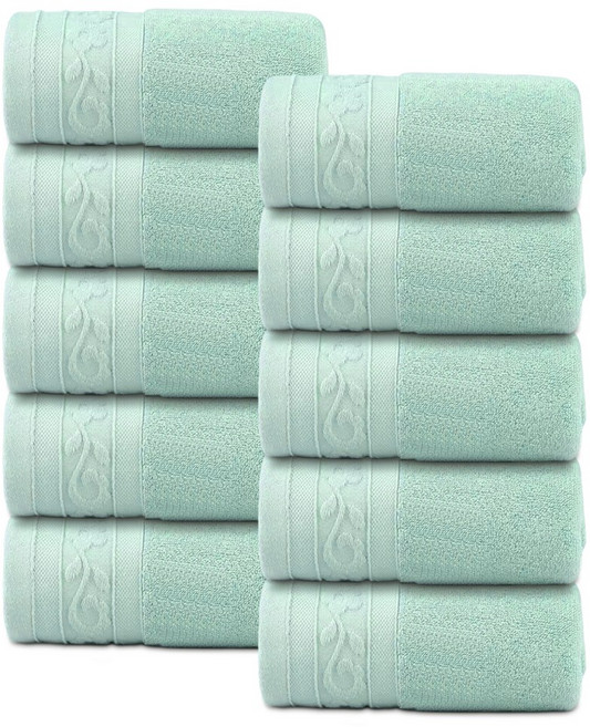 록신 프리미엄 데일리 순면 코마사 수건 40수 부드러운 호텔타월 10장세트 호텔 수건, 라이트 그린, 10개