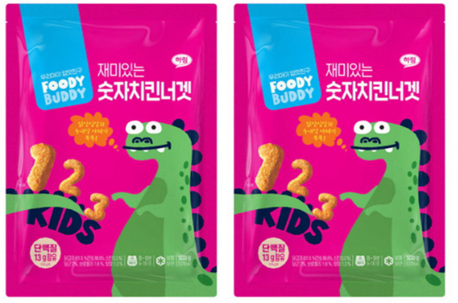 하림 푸디버디 재미있는 숫자 치킨너겟, 2개, 500g