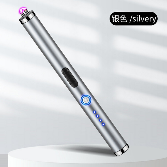 호신용 전기충격기 휴대용 여성용 장기방어 스틱형, 새로운 듀얼 아크 (실버)