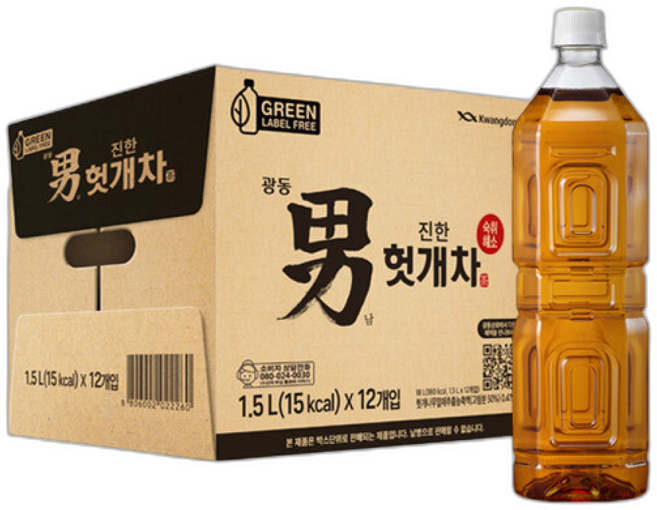 광동 헛개차 무라벨 (라벨 랜덤발송), 1개, 1.5L