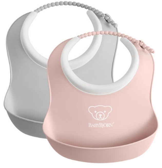 베이비뵨 유아용 스몰 베이비 빕 이유식 턱받이 세트, 그레이 + 파우더핑크(새상품), 2개입, 3세트