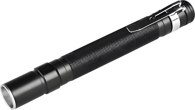 Keebright 초강력 LED 미니 손전등 휴대용 초경량 클립형 줌기능, 1개, 블랙 12.5cm