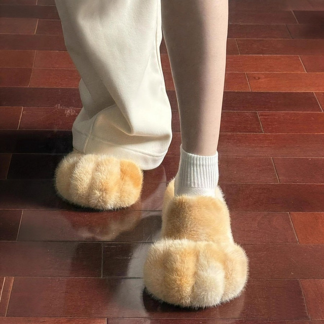 고양이발 플리스 슬리퍼 겨울 실내화 털슬리퍼