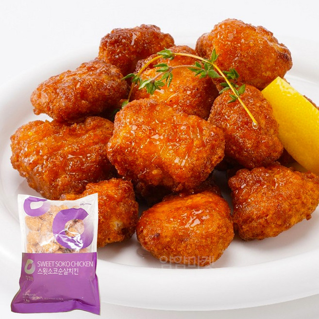 [얌얌마켓] 청정원 스윗소코 순살치킨 1kg (아이스팩+드라이아이스 포함), 1개
