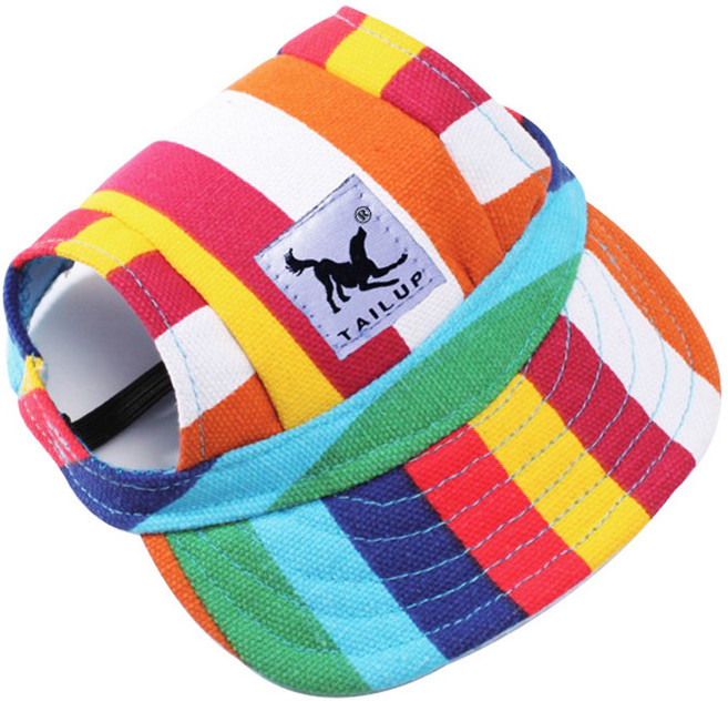 까마느 반려동물용 모자 썬캡 강아지모자 애견모자여름용, 레인보우, 1개