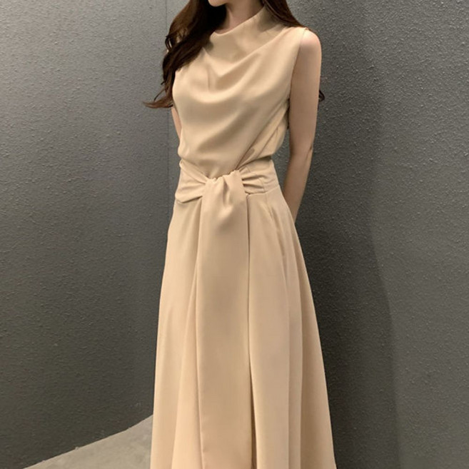 UJS-075 스트링 허리끈 민소매 롱원피스