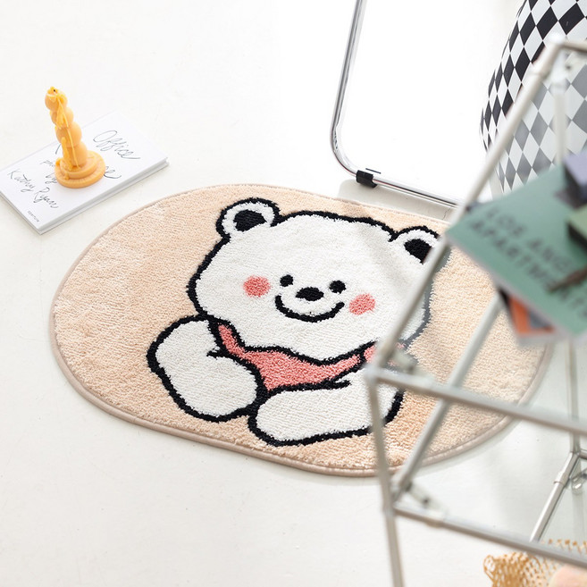 곰돌이 자카드 발매트 워셔블 욕실 현관 화잘실 매트, 단품