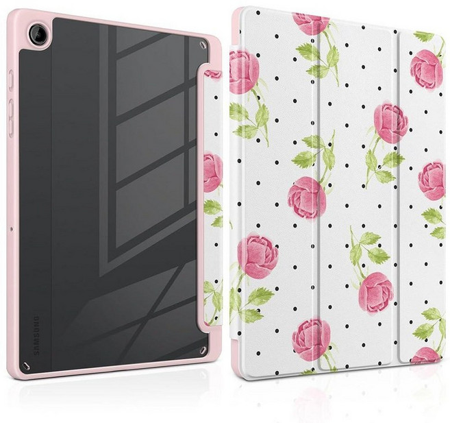 MEEgoodo Case for Samsung Galaxy Tab A11 Plus 2026/A9 Plus 11 inch 2024 (Fit Model SM-X230/X236/X2, 수채화 장미 및 물방울 무늬