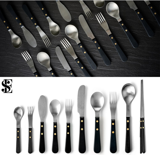 [쿠커스 판다] 에비히슈테른 쥬벨 커트러리 무광 실버+블랙 우드 손잡이 양식기 6종 택일 (스탠 스푼 포크 나이프 숟가락 젓가락 수저 티스푼 티포크), 디저트 포크, 1개