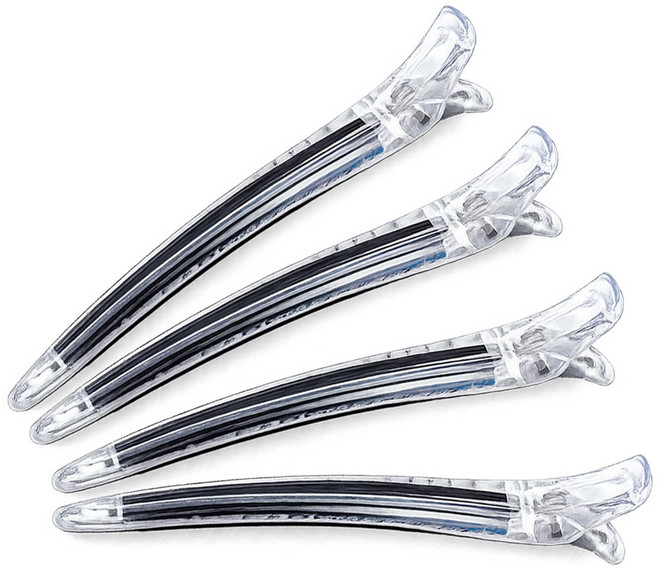 더빗다 전문가용 옵틱컬 헤어클립, 4개, 투명+블랙