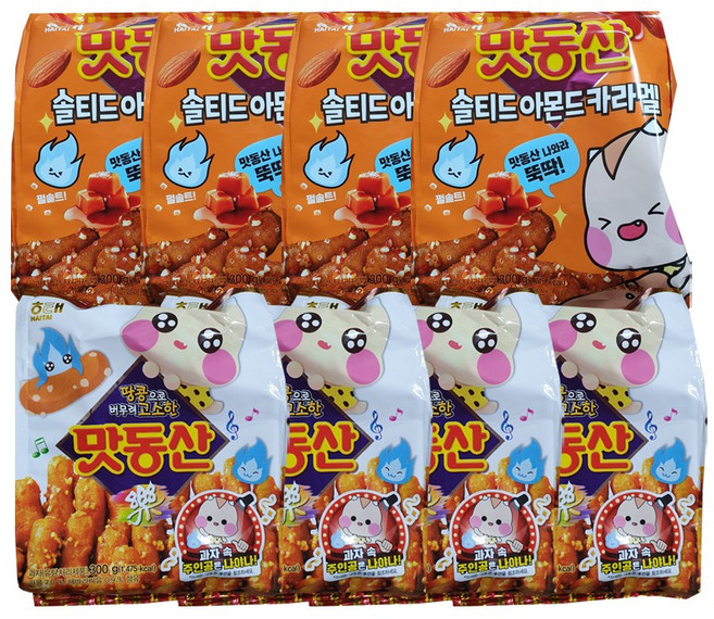 해태 맛동산 300g 4개 맛동산 솔티드 아몬드 카라멜 300g 4개, 1박스