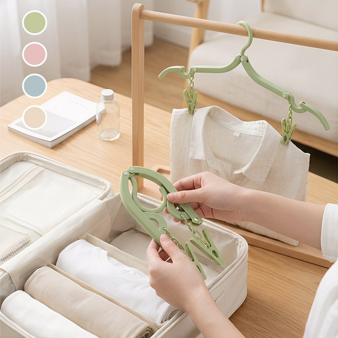 여행용 옷걸이 접이식 휴대용 빨래걸이 캠핑 핀치 세트, 5개, 녹색