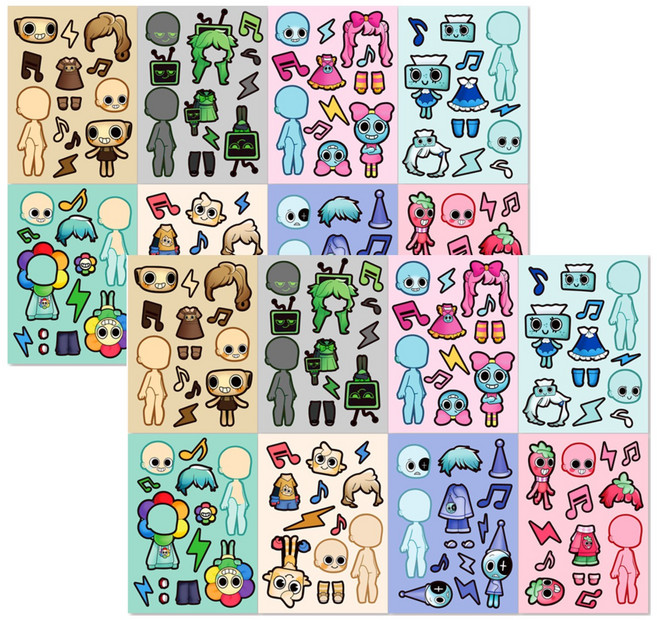 댄디의 세계 dandy's world 코디 스티커 16매 D0408, 12매