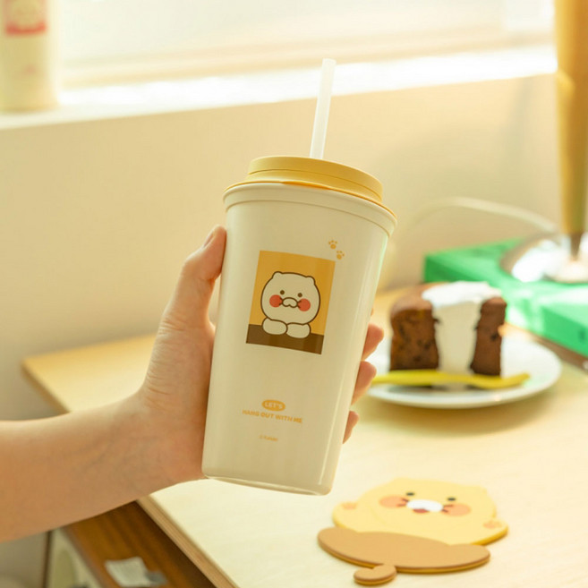 카카오프렌즈 베이직 PP 텀블러 / 춘식이 베이직 PP 텀블러 / 라이언 어피치 춘식이 / 453ml / 홈카페 유아텀블러 키즈텀블러 사무실텀블러 휴대용텀블러 트라이탄, 춘식이(옐로우)