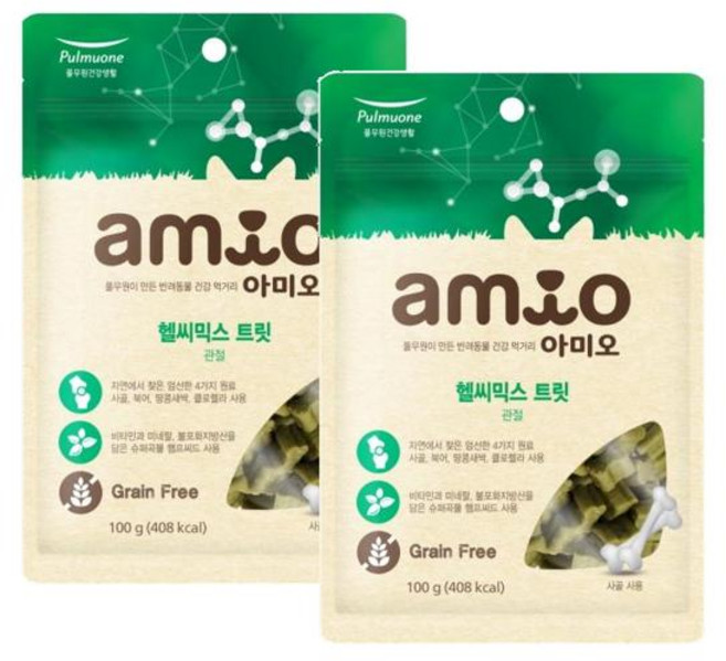 풀무원 아미오 헬씨믹스 트릿 관절 반려견영양간식, 100g, 2개