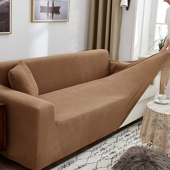 코팅블루 먼지없는 쿠션감있는 와플 탄력 쇼파커버 1~4인용, 카멜, 1개