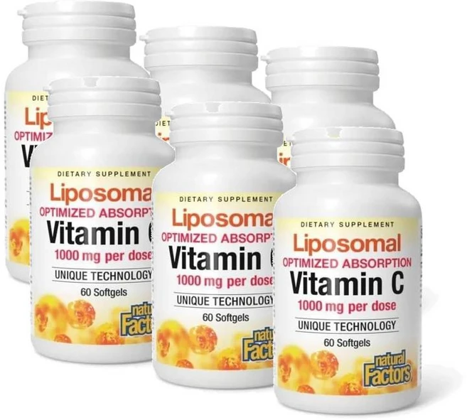네츄럴팩터스 리포솜 비타민 C 500mg 아스코르빈산 소프트젤 60정 x 6, 6개 - 쿠팡