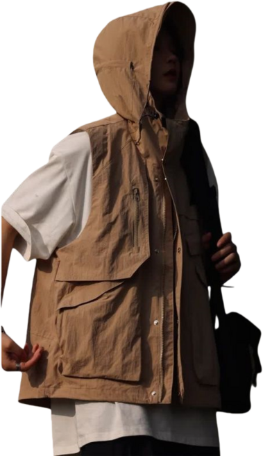 Makone 남성 여성 공용 사계절 후드 루즈핏 등산 아웃도어 방수 베스트