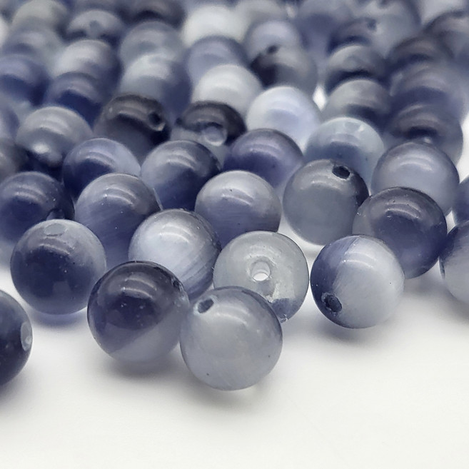 캣츠아이 8mm 라운드 구슬 비즈 팔찌 목걸이 DIY 재료, 50개, 다크퍼플 화이트