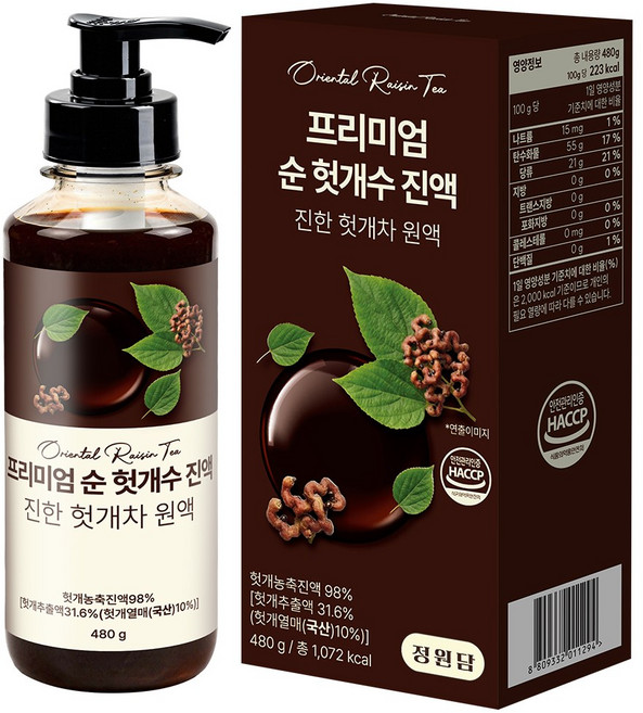 정원담 프리미엄 순 헛개수 진액 진한 헛개차 원액, 1개, 480g