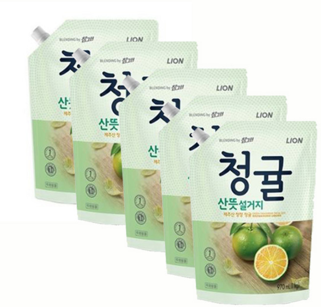 참그린 청귤 주방세제리필1kg, 1kg, 5개
