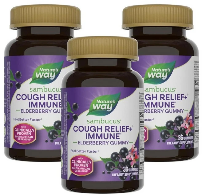 Nature's Way Sambucus Relief 네이처스웨이 삼부커스 릴리프 이뮨 엘더베리 구미, 3개, 36정 - 쿠팡