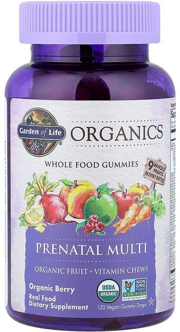 Garden of Life Organics 임산부용 멀티 구미젤리 유기농 베리 비건 구미젤리 120개 GOL-12030, 1개 - 쿠팡
