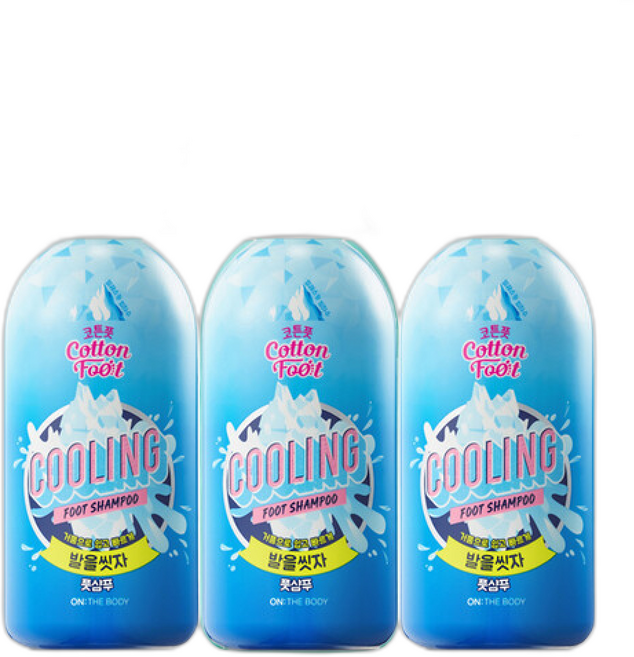 오늘출발 온더바디 코튼풋 발을 씻자 풋샴푸 쿨링, 3개입, 3개, 510ml