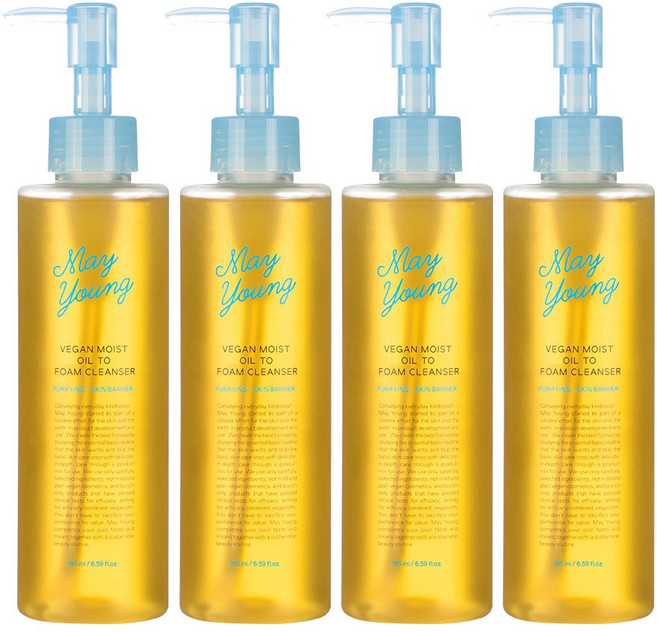 [공식몰] 메이영 비건 모이스트 클렌징오일 투 폼클렌저, 4개, 195ml