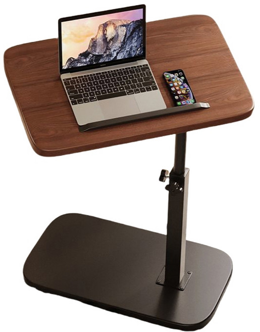 極美家居 可升降移動折疊多功能電腦桌 床邊桌 沙發邊桌, 【旗艦款】胡桃色*黑架-桌面可上下翻轉, 胡桃色*黑架