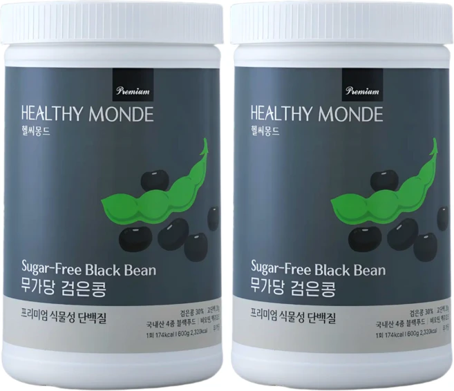헬씨몽드 국가대표 선수들이 섭취하는 식물성 단백질 무가당 검은콩, 2개, 600g - 쿠팡